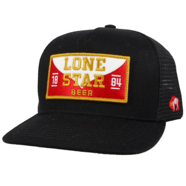 Lonestar Black Trucker Cap with Rectangle Lonestar Logo Patch - OSFA - LS008