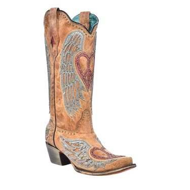 Sand Heart and Wings Overlay Boot by Corral A4235