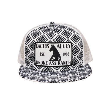 "Donkey" - CA Black/White Aztec, Snapback Cap By Cactus Alley Hat Co