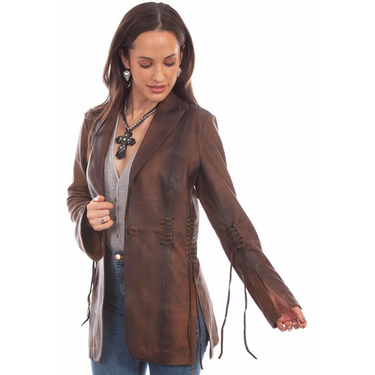 Women's Vintage Brown Leather Jacket By Scully L1089