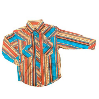 Boy's Western Stripe Poplin Long Sleeve Shirt RRBSOSRZ0Y