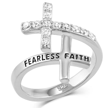 Fearless Faith Crystal Cross Ring-FFRG5538