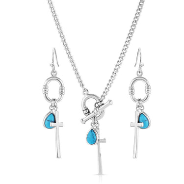 Charms of Faith Turquoise Cross Jewelry Set-JS5596