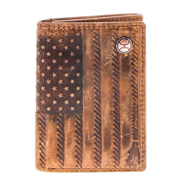 "Liberty Roper" Hooey Liberty Roper Embossed Tan Leather Trifold Wallet - HTF028-TN