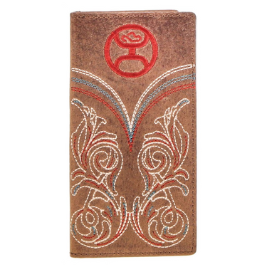 "Ranger" Hooey Logo & Boot Stitch Filigree Embroidered Rodeo Wallet W/Red - HW016-BR