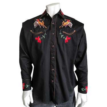 Men's Vintage Bronc Long Sleeve Shirt by Rockmount Western 6840-Black