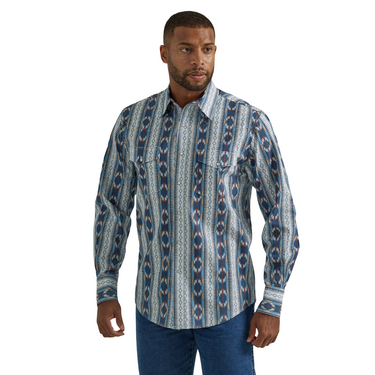 Checotah® Western Long Sleeve Shirt - Classic Fit - Blue - 112330351