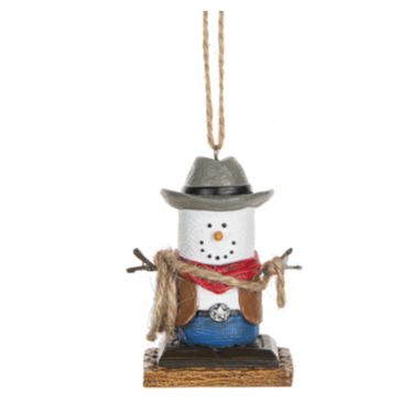 S'mores Snowman Cowboy Ornament MX187046