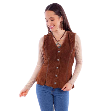 Women's Cafe Brown Suede Vest By Scully L1102-125