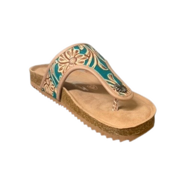 Women's Darla Turquoise Leather Sandal By Gypsy Jazz - VGSA0285
