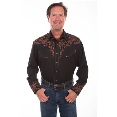 Men's Tribal Embroidered Western Shirt by Scully P-884