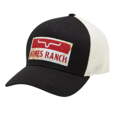 Kimes Ranch ATG Leather Patch Trucker Cap Black on Black S22-0120BL