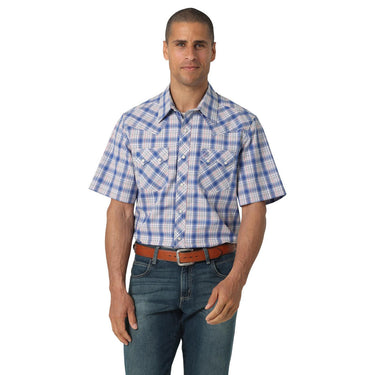 Men's Wrangler Retro® Short Sleeve Shirt - Blue - 112326335
