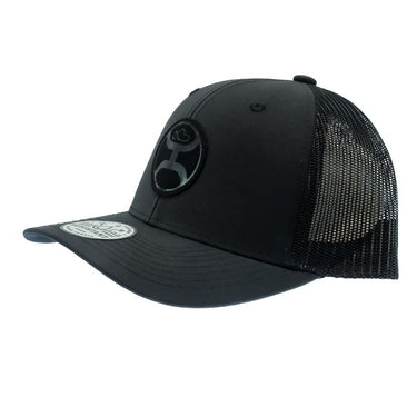"Blush" Hooey Black 6-Panel Trucker with Grey Circle Patch - 2205T-BK