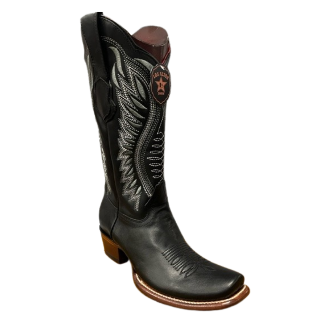 Women's Black Narrow Square Toe Vegel Cowboy Boot By Los Altos
