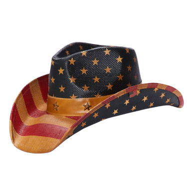Vintage American Flag Straw Hat R10