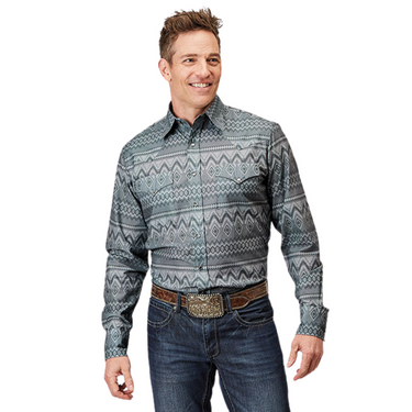 Men's Long Sleeve River Aztec Western Shirt by Roper 03-001-0067-0320 GY