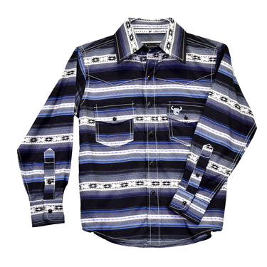 Boy's Navy Striped Aztec Long Sleeve Shirt 325567-480-K