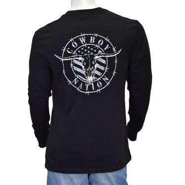 Men's Cowboy Nation Black Long Sleeve Tee 110428-010-M