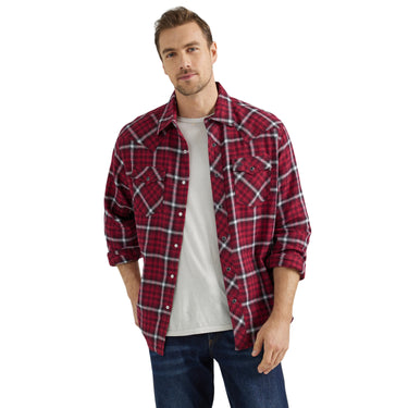 Wrangler Retro® Flannel Long Sleeve Shirt - Red - 112355383