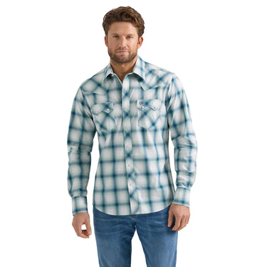 Men's Wrangler Retro® Long Sleeve Shirt - Modern Fit - Turquoise/Navy 112359587