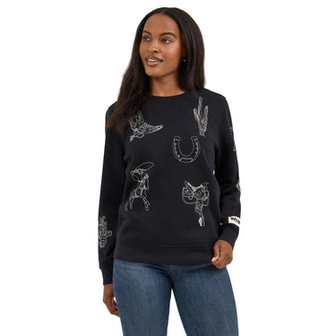 Women's Wrangler Retro Punchy Crew Sweatshirt in Black 112371617