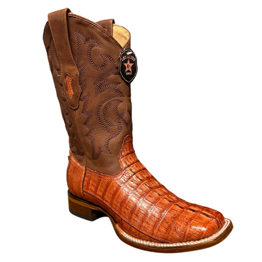 Men's Caiman Tail Wide Square Toe Boot In Cognac 8220103