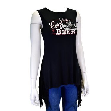 Cowboys and Beer Side Fringe Tank