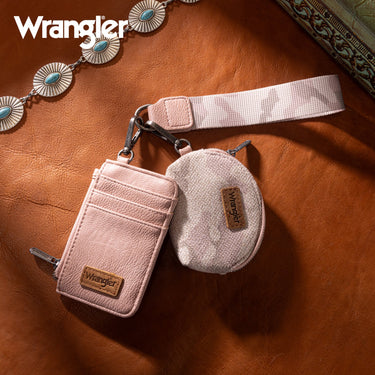 Wrangler Pink Camo Print Dual Pouch Wristlet - WG286-W0051