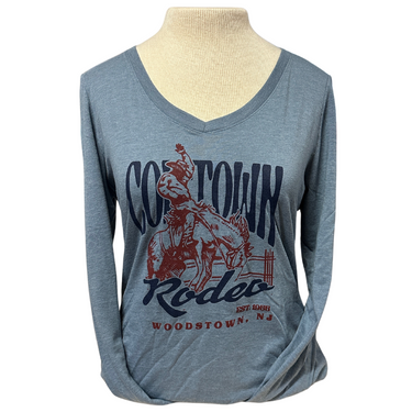 Women's Cowtown Rodeo Vintage Bronc Flint Blue Long Sleeve