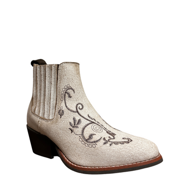 Women's Antique White Embroidered Bootie