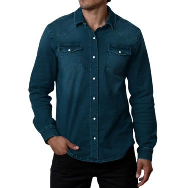 Men's Deep Ocean Wash Long Sleeve Denim Shirt WS23000-DOW