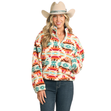 Quarter Zip Aztec Print Sherpa by Rock & Roll BW91C04476