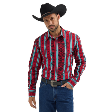 Men's Wrangler Checotah® Western Red Long Sleeve Shirt 112355376