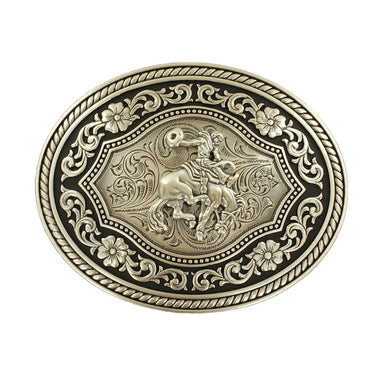 Men's Oval Scroll With Saddle Bronc Rider Buckle  37709