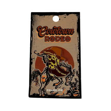 Cowtown Rodeo Custom Enamel Pin Cowboy Boot Brown