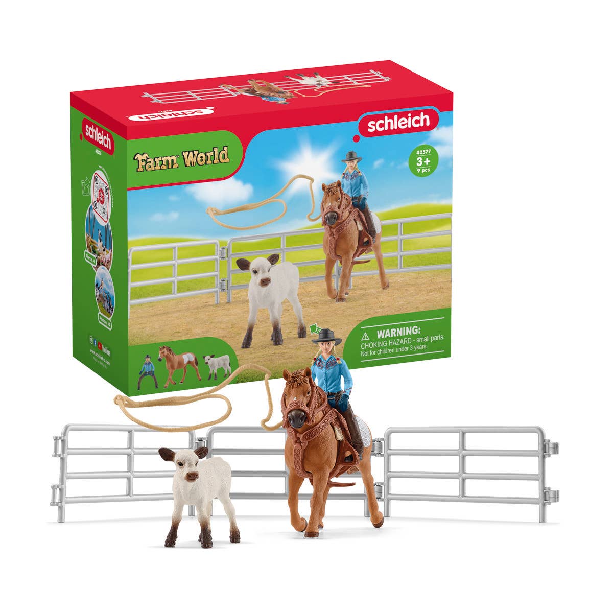 Toy Roping Set Team Roping With Cowgirl Farm Figurine Toys Play Set – Cowtown Cowboy ...