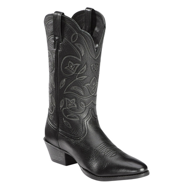 Women's Heritage R Toe Black Deertan Western Boot by Ariat 10001037