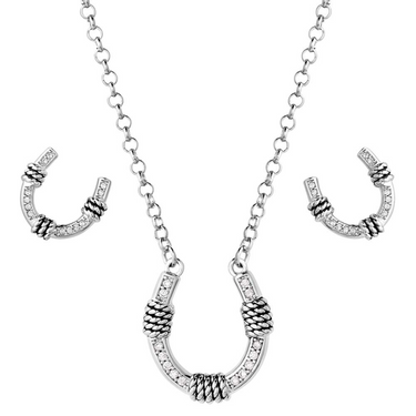 Roped Horseshoe Crystal Jewelry Set JS6038