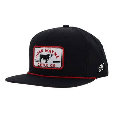 John Wayne Black 6-Panel Trucker with Red/White Patch - OSFA