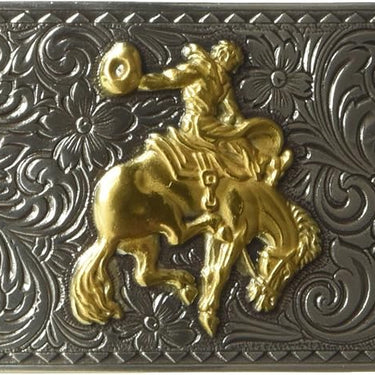 Nocona Belt Co. Men's Western Bucking Bronc Buckle with Floral Engraving