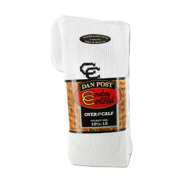 Men's Over the Calf White Sock Dan Post DpCBC10 10.5-13