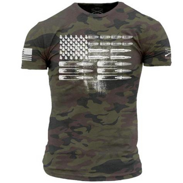 Woodland Camo Ammo Flag T-Shirt by Grunt Style GS5015