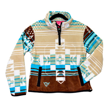 Tan & Turquoise Aztec Polar Fleece