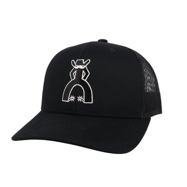 Punchy Black 6-Panel Trucker with Black / White Logo - OSFA 5028T-BK