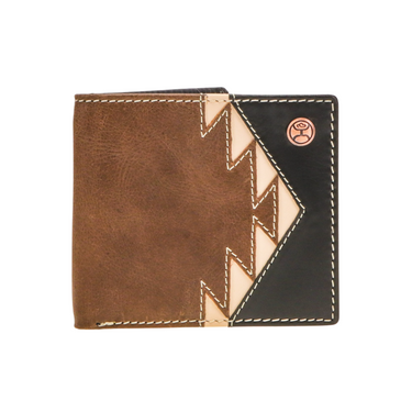 Tonkawa Ivory Aztec Inlay Bi-Fold Wallet Black Accent Overlay and Hooey Logo Rivet HBF006-BRBK