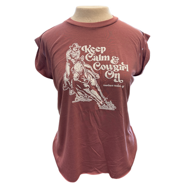 Women's Cowtown Rodeo Mauve Keep Calm and Cowgirl On Tank Top