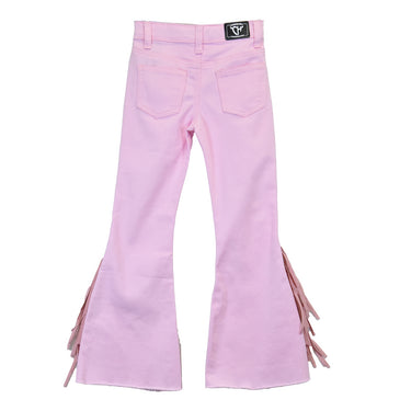 Girl's Pink Fringe Flare Leg Jean - 802249-150-JT