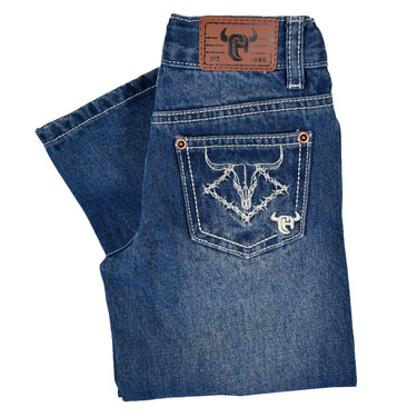 Boy's Barbed Skull Boot Cut Medium Wash Jeans 702039-450-JT