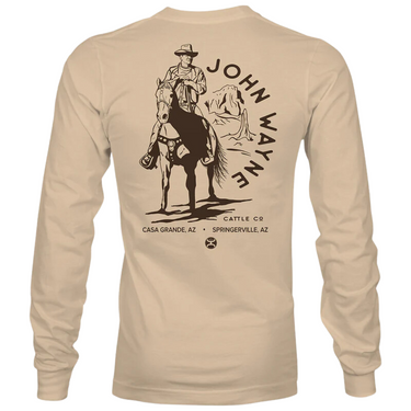 John Wayne Long Sleeve Tan w/Horse Logo T- Shirt HT1732TN